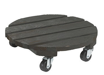 Solid wood support on wheels, for effortless movement of potted plants