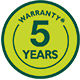 Warranty 5 years
Warranty 5 years